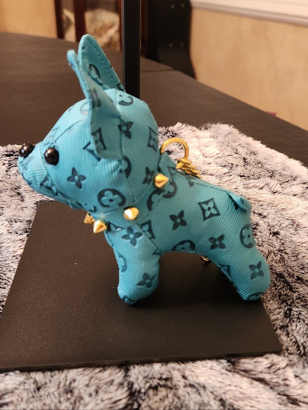 French Bulldog Bag Charm With Monogram Detail. Inspired By Designer Motifs. NWOT - Picture 4 of 5
